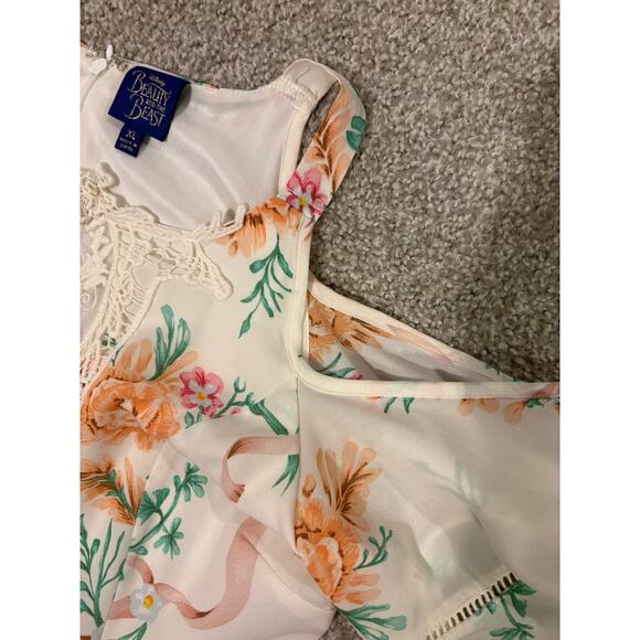 Disney Beauty and The Beast Dress Womens XL Floral Lace Detail Cold Shoulder - Picture 5 of 8